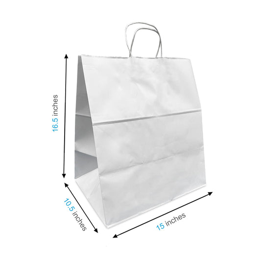 1506W | Dumbo 15x10.5x16.5 inches White Paper Bags Twisted Handles – main