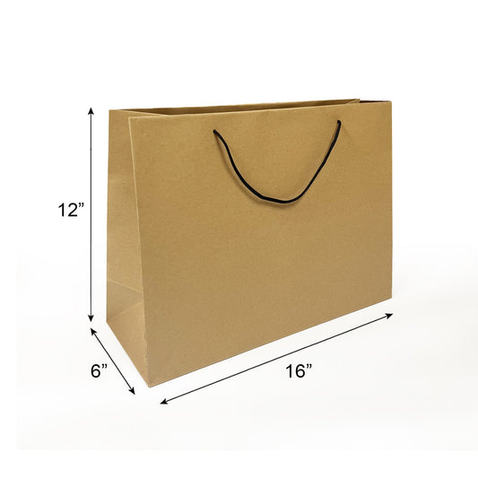 150pcs Euro Tote Paper Bags Vogue 16x6x12 inches Kraft Paper Bags Rope Handles – main