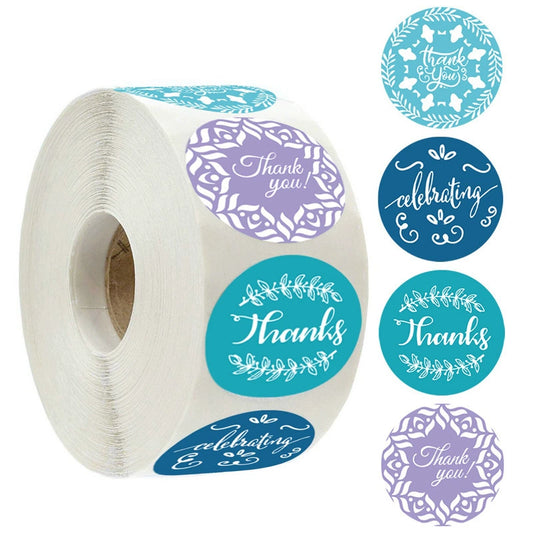 2.5cm Geometric Olive Branch Thank You Stickers – 500pcs Roll