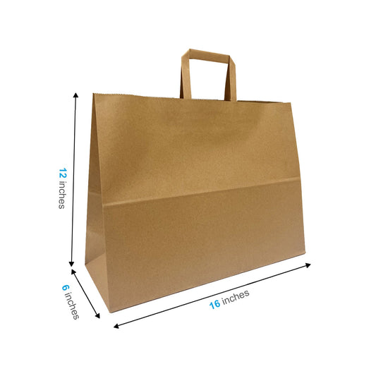 1662FB | 300pcs Vogue 16x6x12 inches Kraft Paper Bags Flat Handles – main