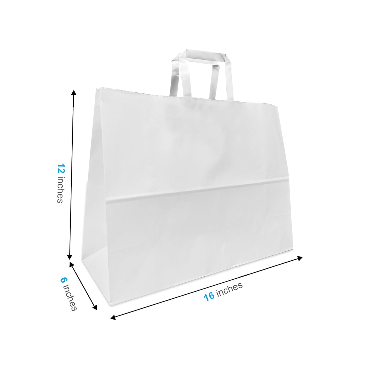 1662FW | 300pcs Vogue 16x6x12 inches White Paper Bags Flat Handles – main
