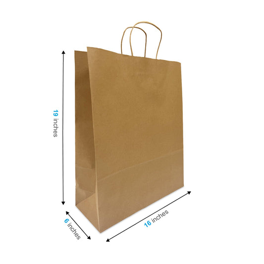 1669B | 200pcs Queen 16x6x19.25 inches Kraft Paper Bags Twisted Handles – main
