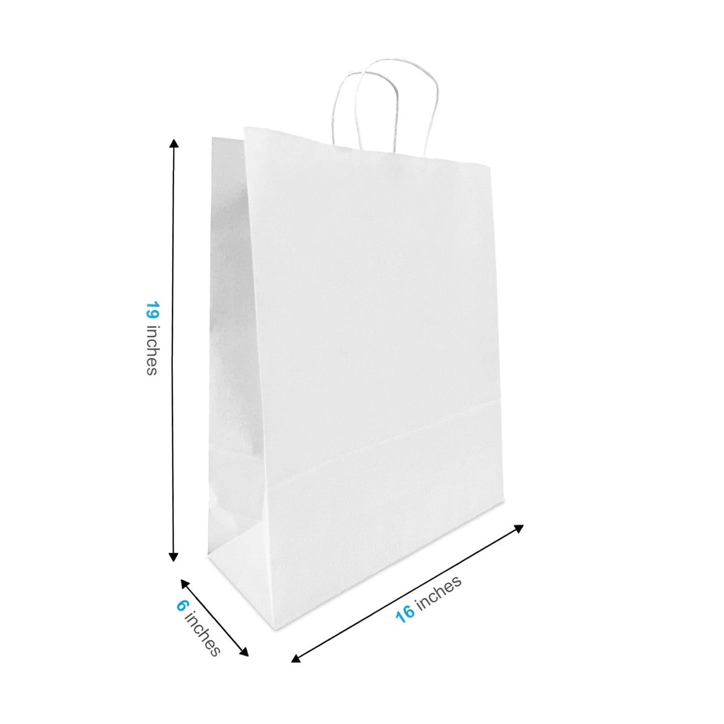 1669W | 200pcs Queen 16x6x19.25 inches White Paper Bags Twisted Handles – main