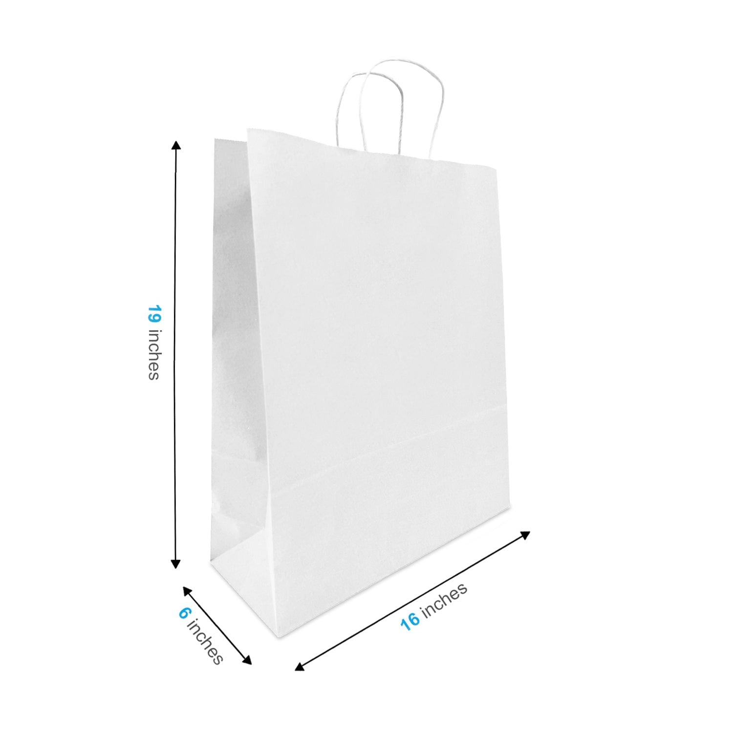 1669W | 200pcs Queen 16x6x19.25 inches White Paper Bags Twisted Handles – main