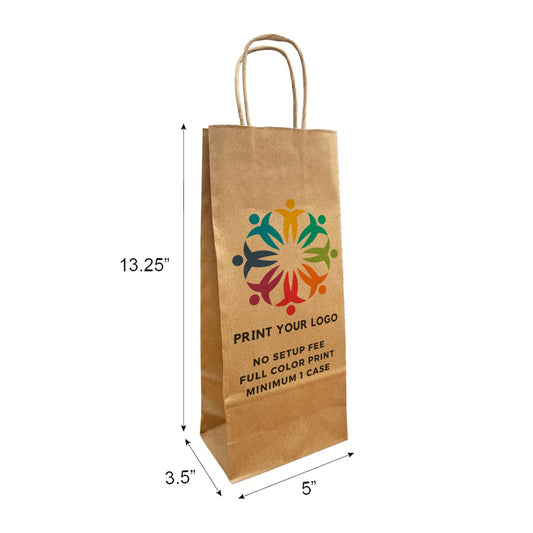 Wine 5x3.5x13.25 inches Kraft Paper Bags Twist Handles – main