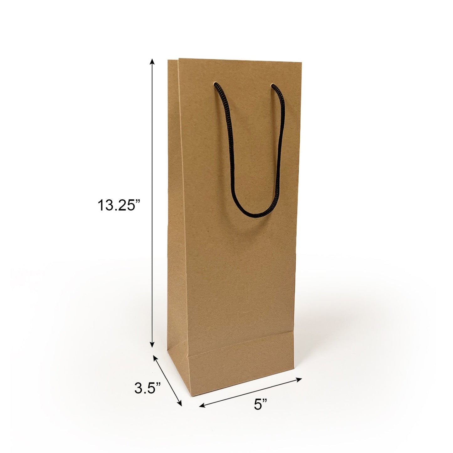 150pcs Euro Tote Paper Bags Wine 5x3.5x13.25 inches Kraft Paper Bags Rope Handles – main