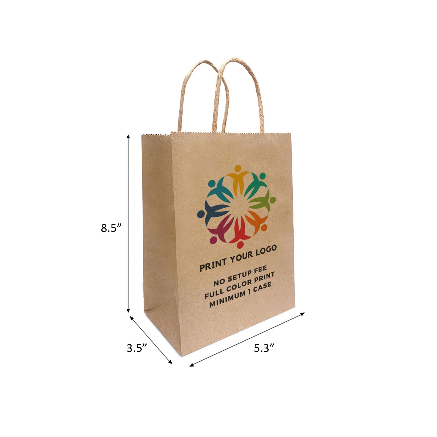 Gem 5.3x3.5x8.5 inches Kraft Paper Bags Twist Handles – main