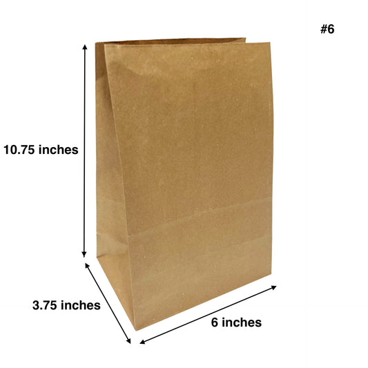 500pcs #6 Grocery Bags 6x3.75x10.75 inches – main