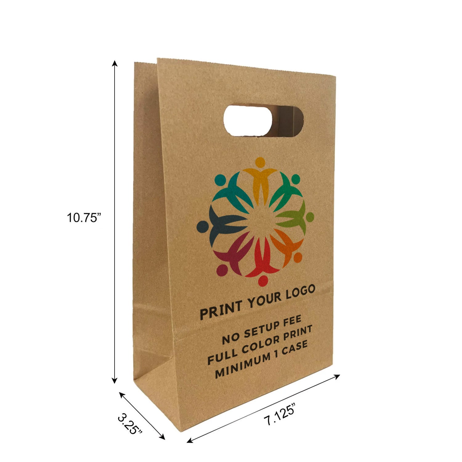 Snack 7.125x3.25x10.75 inches Kraft Paper Bags Die Cut Handles – main