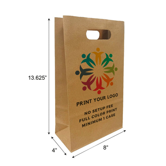Pub 8x4x13.625 inches Kraft Paper Bags Die Cut Handles – main