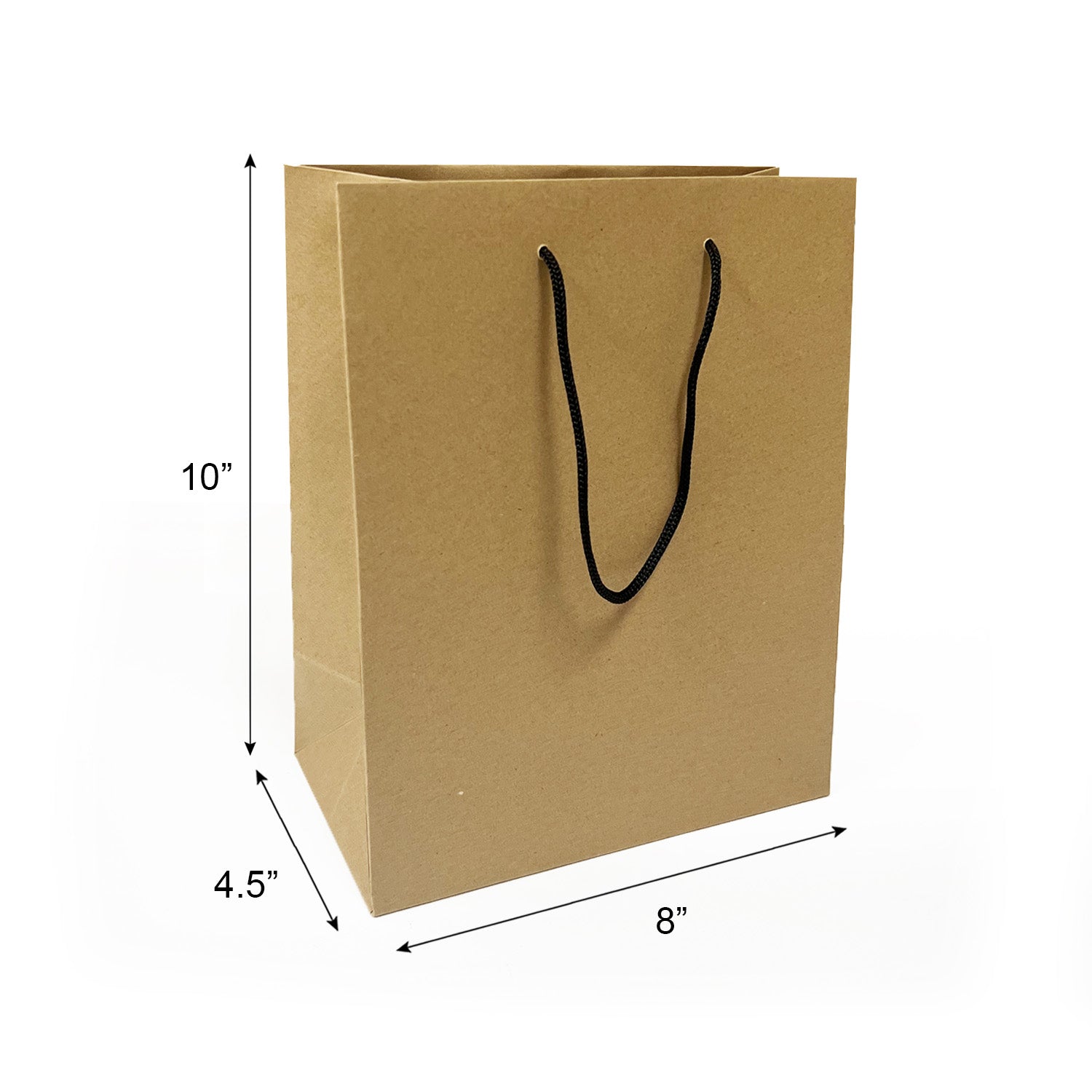 H8450B | 150pcs Euro Tote Paper Bags Cub 8.5x4.75x10.25 inches Kraft Paper Bags Rope Handles – main
