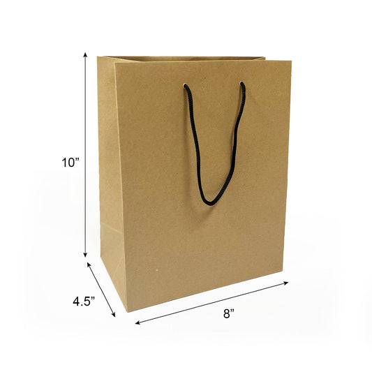 H8450B | 150pcs Euro Tote Paper Bags Cub 8.5x4.75x10.25 inches Kraft Paper Bags Rope Handles – main