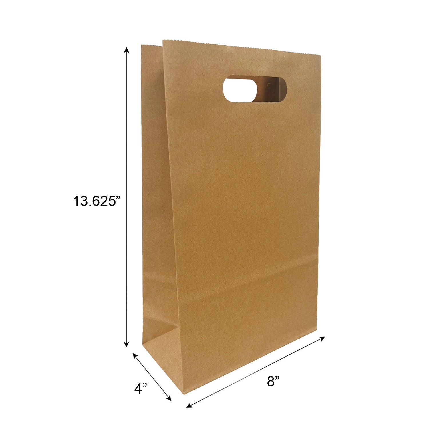 8043DB | 250pcs Pub 8x4x13.625 inches Kraft Paper Bags Die Cut Handles, 0.32/Pc – main
