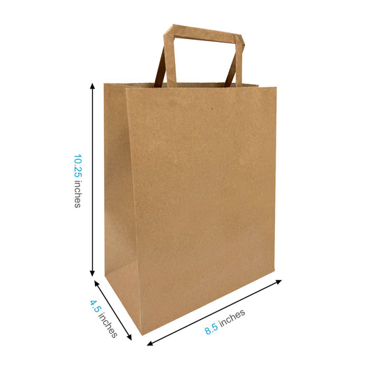 8450FB | 300pcs Cub 8.5x4.75x10.25 inches Kraft Paper Bags Flat Handles – main