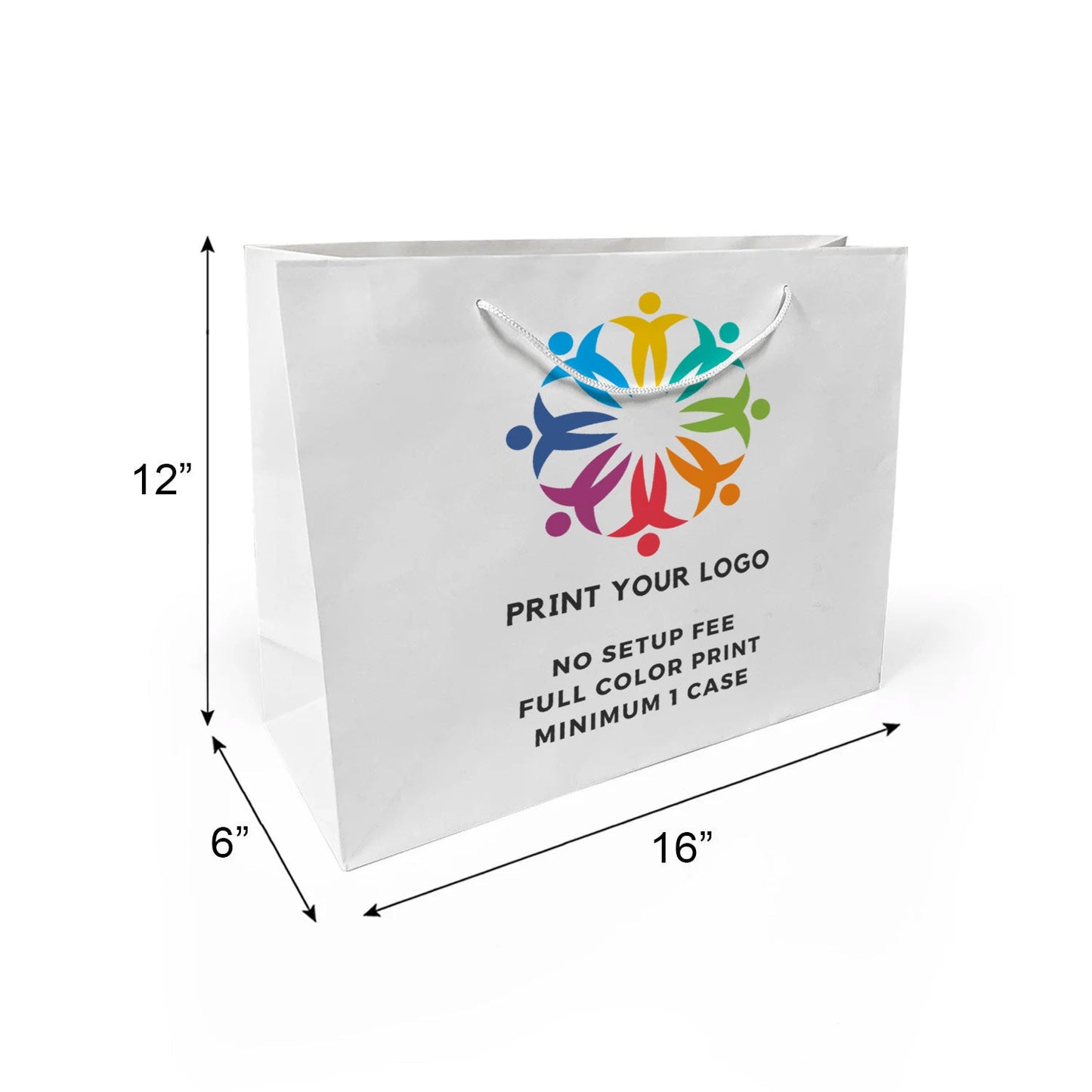 Euro Tote Vogue 16x6x12 inches White Paper Bags Rope Handles – main