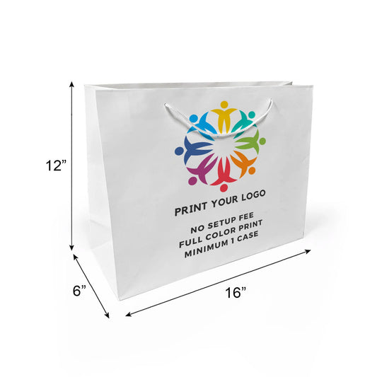 Euro Tote Vogue 16x6x12 inches White Paper Bags Rope Handles – main