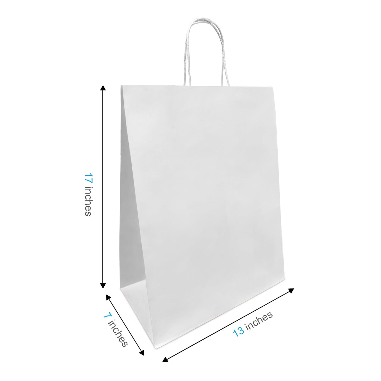 1377W | 250pcs Mart 13x7x17 inches White Paper Bags with Twisted Handles – main