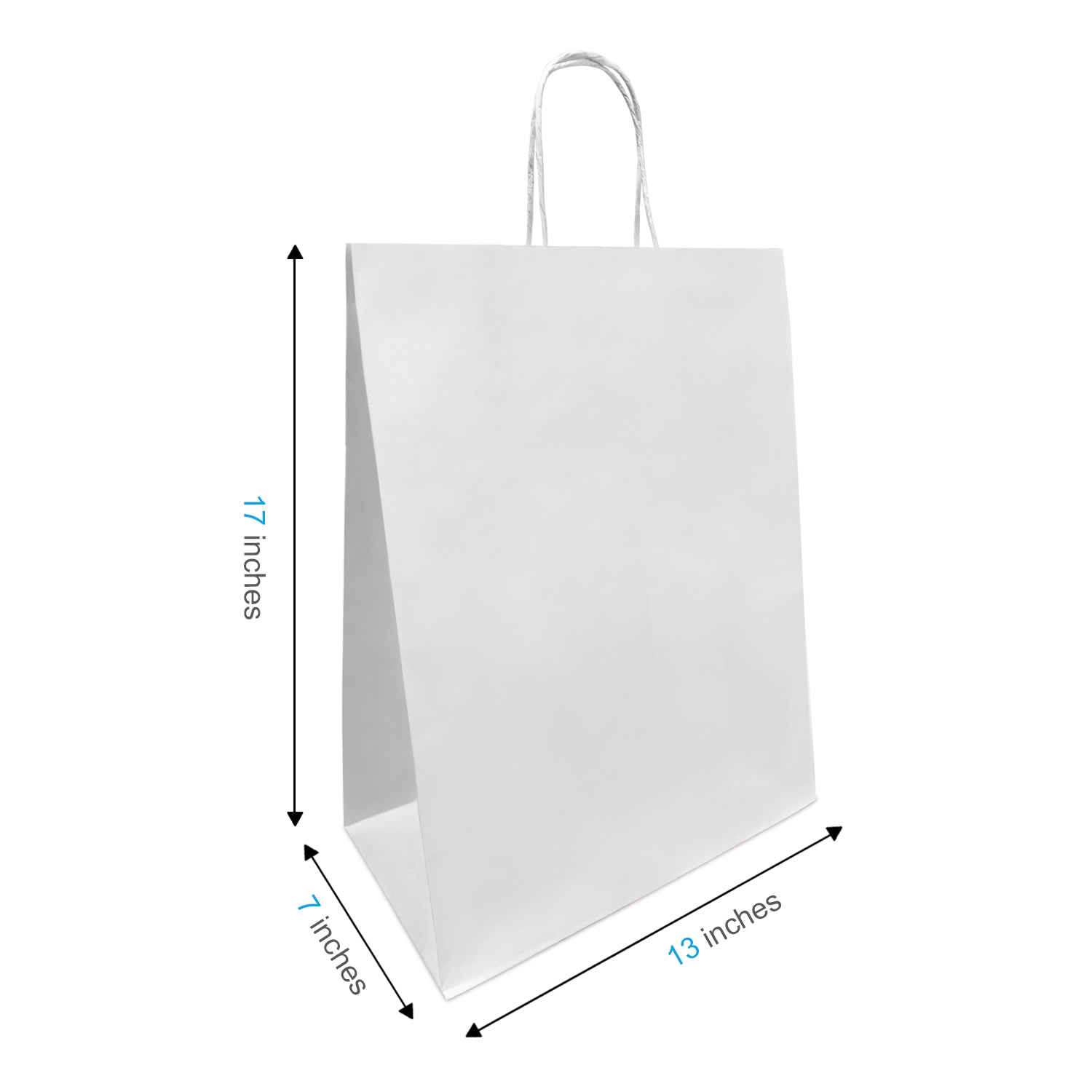 1377W | 250pcs Mart 13x7x17 inches White Paper Bags with Twisted Handles – main