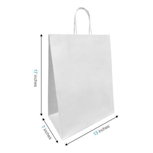 1377W | 250pcs Mart 13x7x17 inches White Paper Bags with Twisted Handles – main
