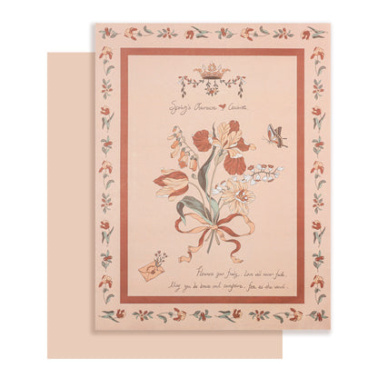 Love Among Flowers Rose Wrapping Paper - 10 Sheets