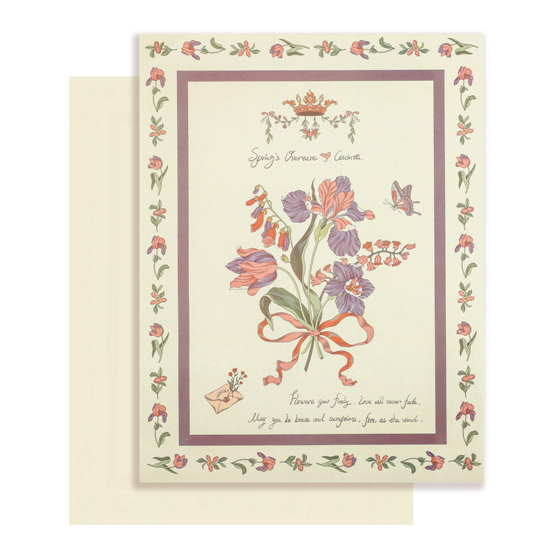 Love Among Flowers Rose Wrapping Paper - 10 Sheets