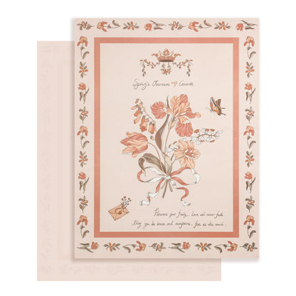 Love Among Flowers Rose Wrapping Paper - 10 Sheets