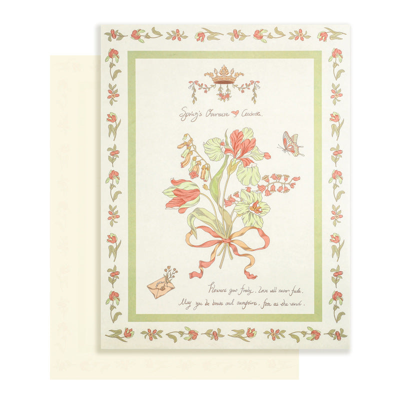 Love Among Flowers Rose Wrapping Paper - 10 Sheets