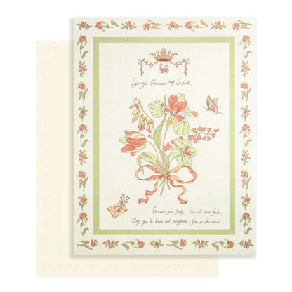 Love Among Flowers Rose Wrapping Paper - 10 Sheets