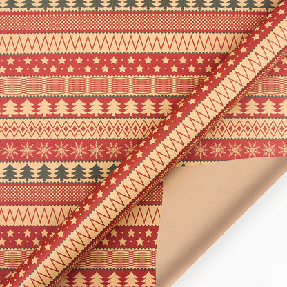 New Vintage Kraft Christmas Gift Wrapping Paper - 10 Sheets
