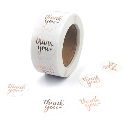 2.5cm Rose Gold Foil Thank You Stickers – 500pcs Roll
