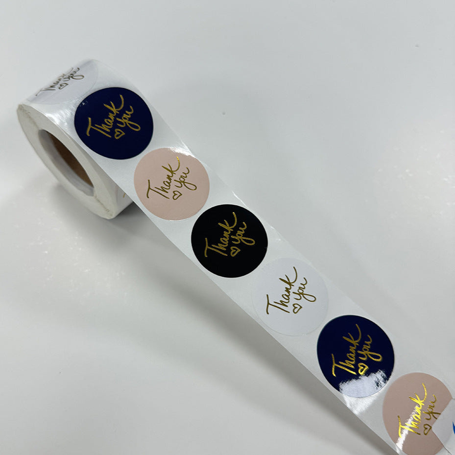 3.8cm Colorful Gold Foil Thank You Stickers – 500pcs Roll