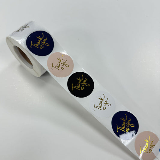 3.8cm Colorful Gold Foil Thank You Stickers – 500pcs Roll