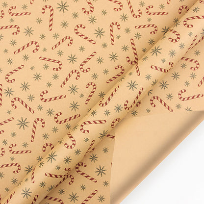 New Vintage Kraft Christmas Gift Wrapping Paper - 10 Sheets
