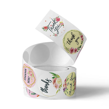 2.5cm Pastel Floral Thank You Stickers – 500pcs Roll