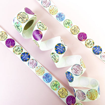 2.5cm Floral Thank You Stickers – 500pcs Roll