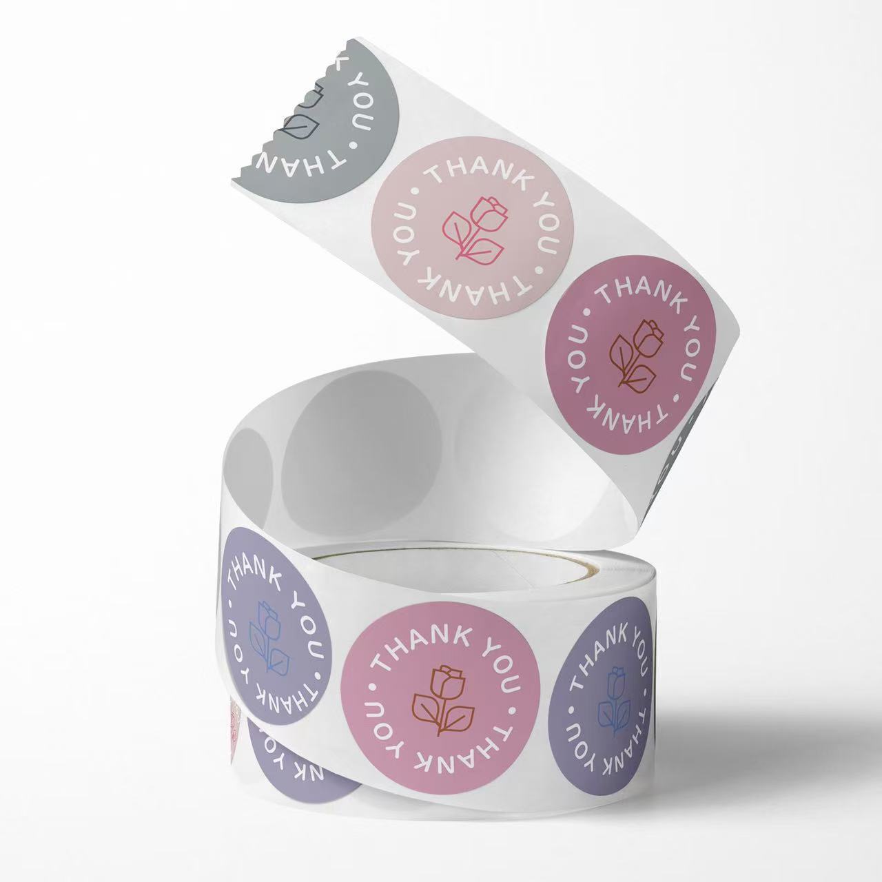 2.5cm Rose Thank You Stickers – 500pcs Roll