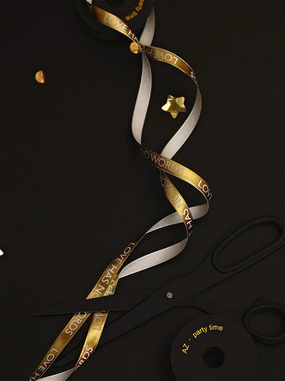 Gold Foil Letter Ribbon – 1 cm x 5 yd x 6 rolls