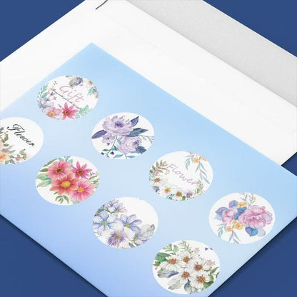 2.5cm Vintage Floral Stickers – Watercolor Gift Labels (500pcs Roll)