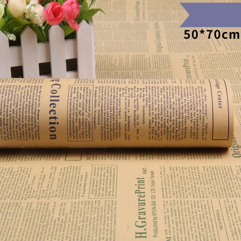 Vintage English Newspaper Kraft Wrapping Paper - 20 Sheets