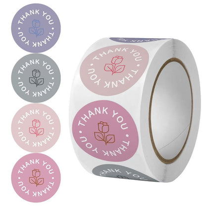 2.5cm Rose Thank You Stickers – 500pcs Roll