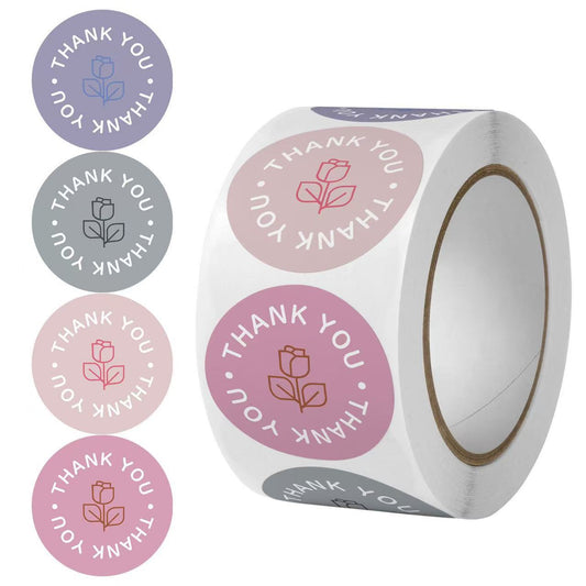 2.5cm Rose Thank You Stickers – 500pcs Roll