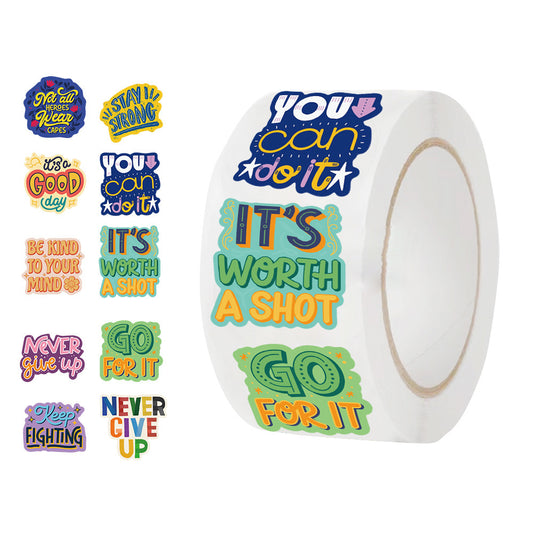 2.5cm Inspirational Quote Stickers – Motivational English Labels (500pcs Roll)