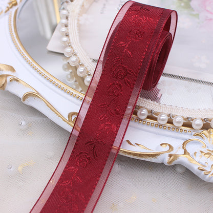 Jacquard Printed Organza Ribbon – 2.5 cm x 5 yd x 6 rolls