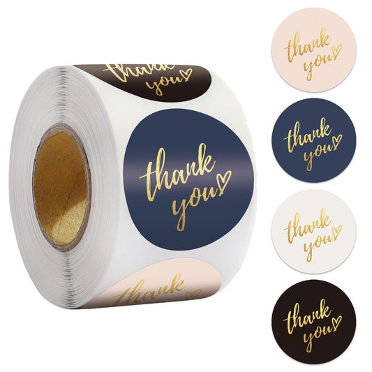 2.5cm Gold Foil Thank You Stickers – 500pcs Roll
