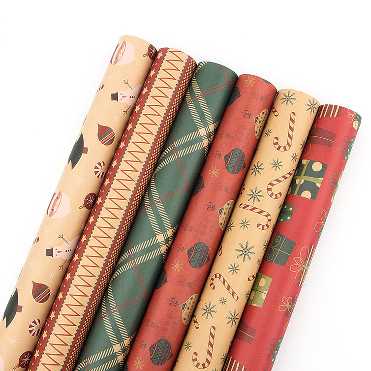 New Vintage Kraft Christmas Gift Wrapping Paper - 10 Sheets