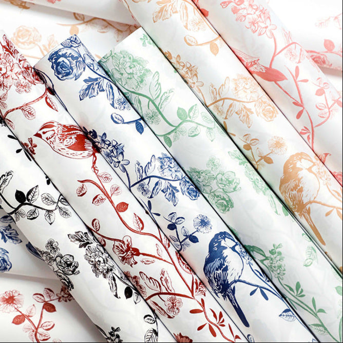 Mountain Flowers & Birds Wrapping Paper - 20 Sheets