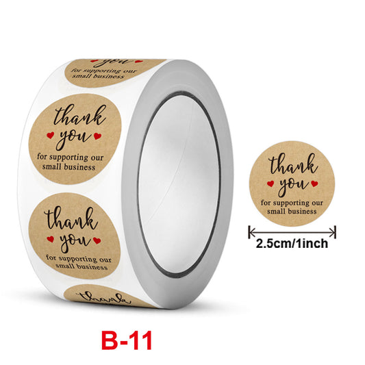 2.5cm Kraft Paper Thank You Stickers for Small Business – 500pcs Roll
