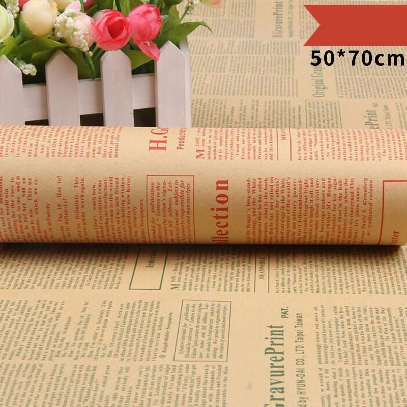 Vintage English Newspaper Kraft Wrapping Paper - 20 Sheets