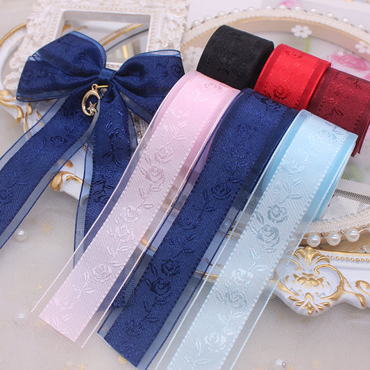Jacquard Printed Organza Ribbon – 2.5 cm x 5 yd x 6 rolls