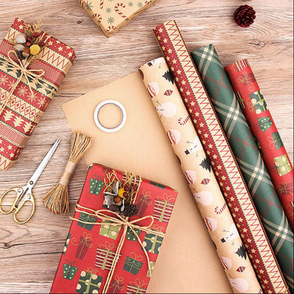 New Vintage Kraft Christmas Gift Wrapping Paper - 10 Sheets